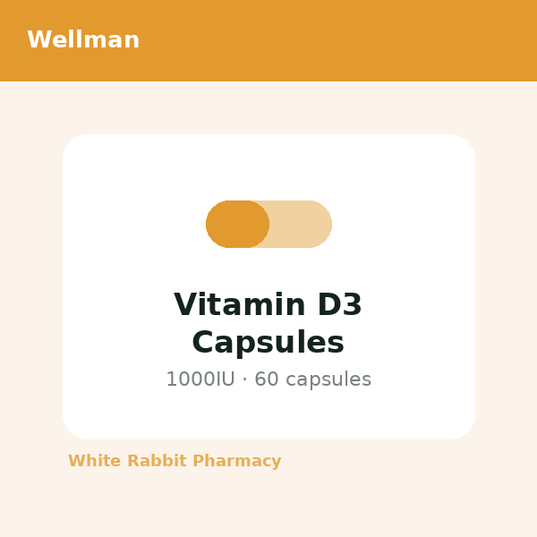 Vitamin D3 Capsules 1000IU (Wellman)